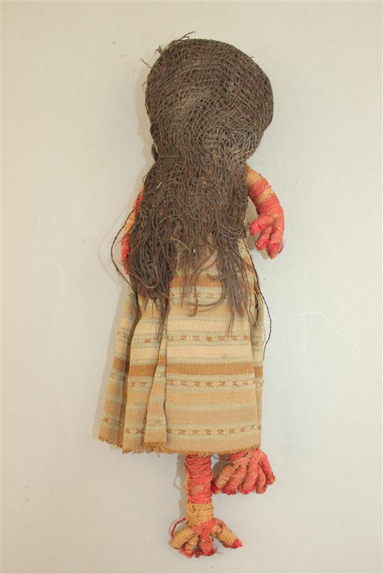 A Peruvian Chancay woven cloth doll, believed to be pre-Columbian in origin, 12in.